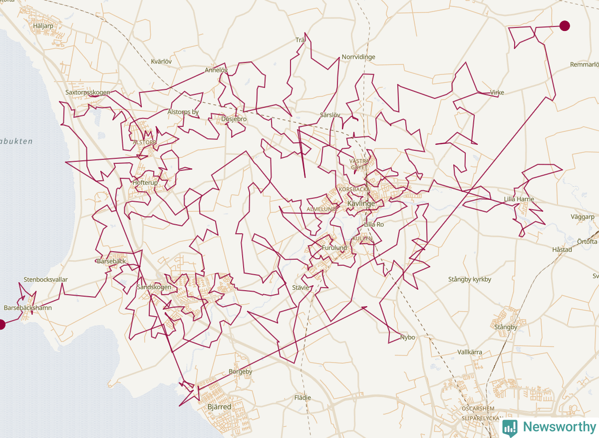 Karta över tomtens bästa resväg