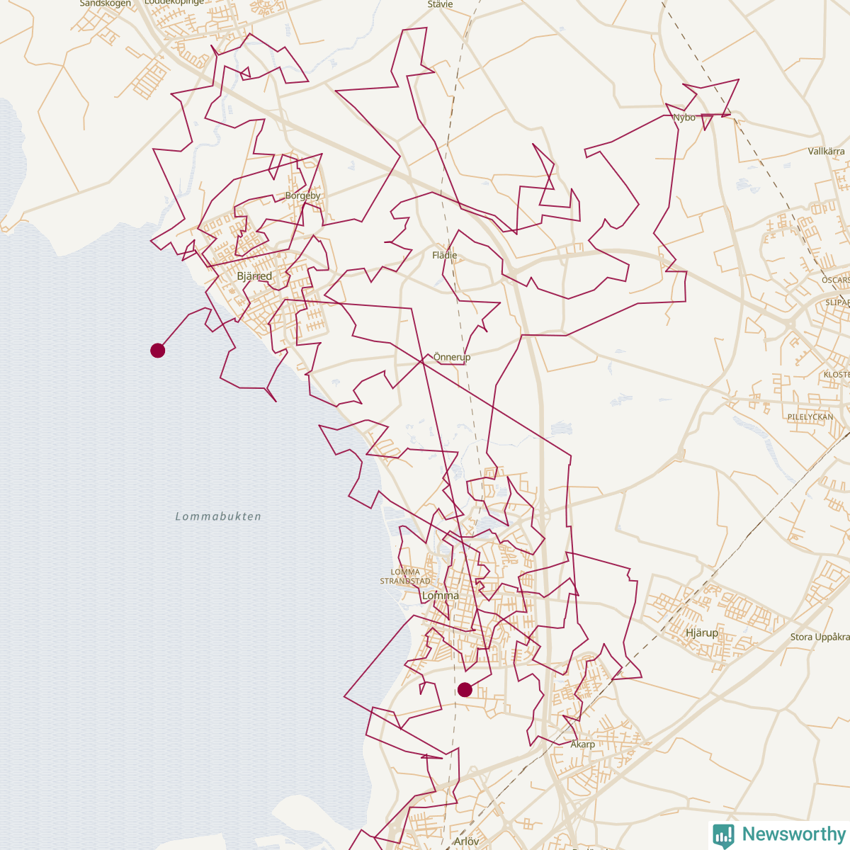 Karta över tomtens bästa resväg