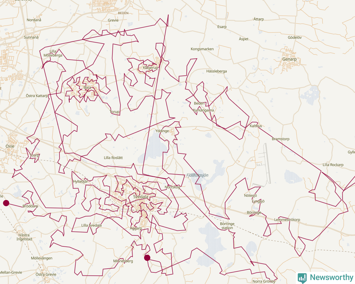 Karta över tomtens bästa resväg