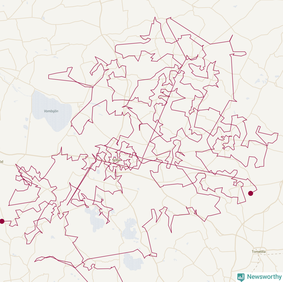 Karta över tomtens bästa resväg