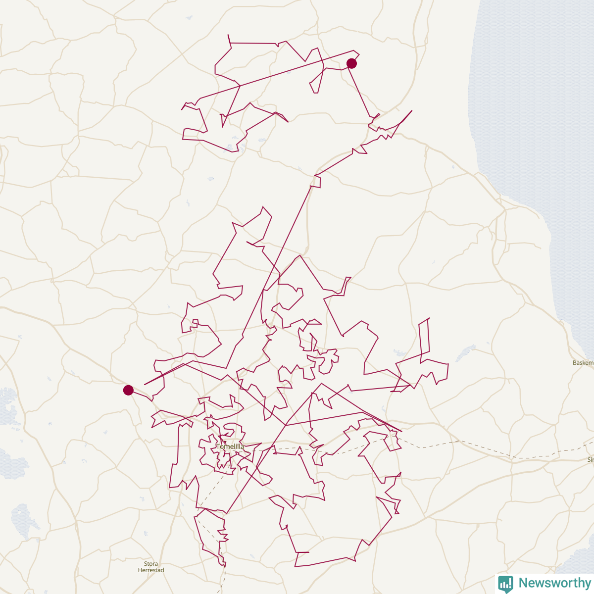 Karta över tomtens bästa resväg