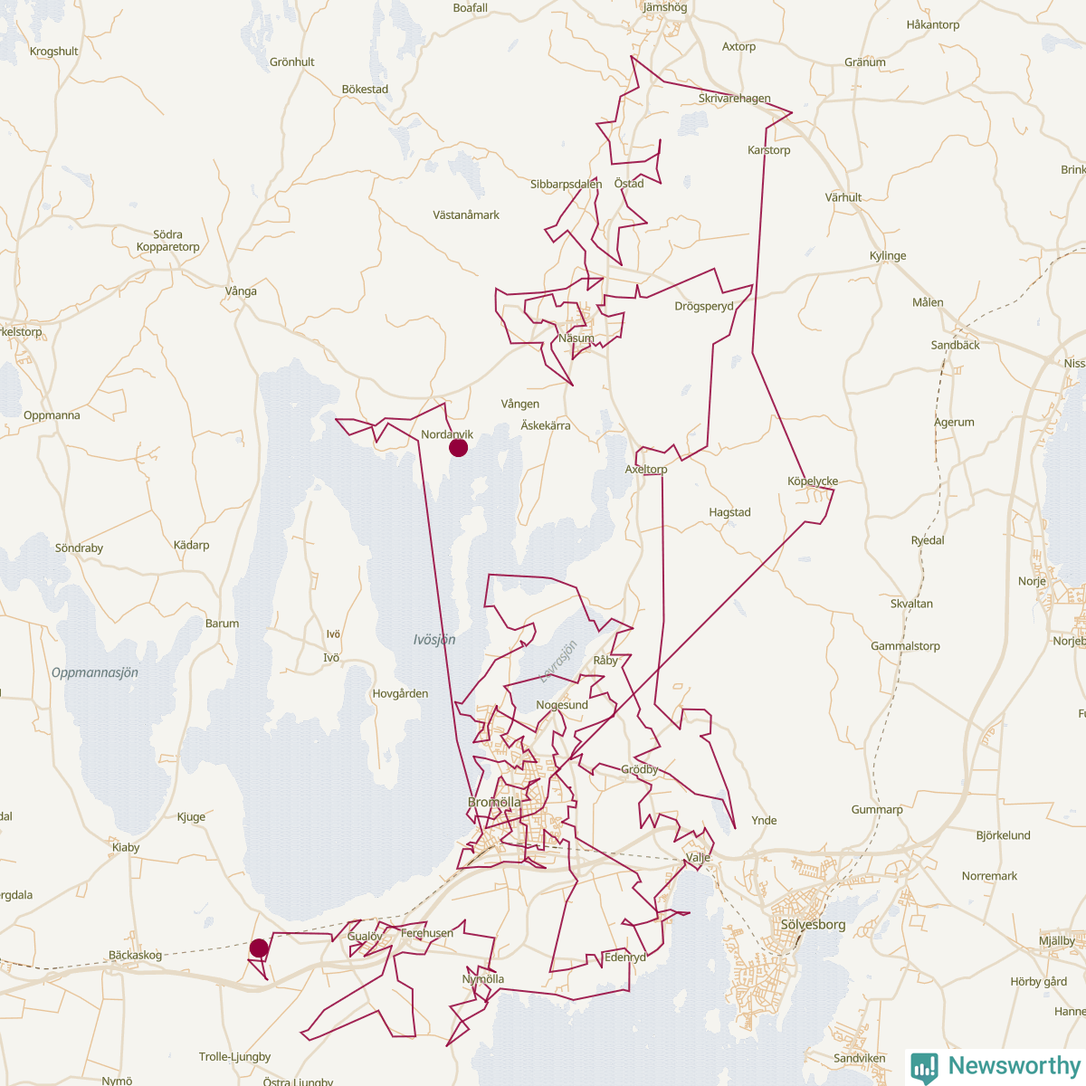 Karta över tomtens bästa resväg