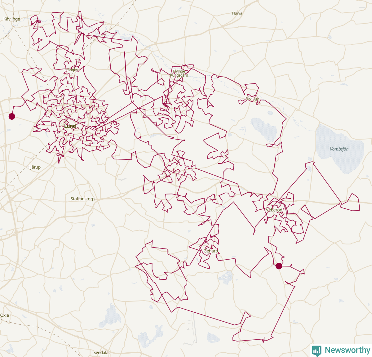 Karta över tomtens bästa resväg