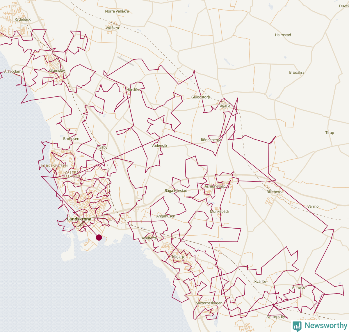 Karta över tomtens bästa resväg