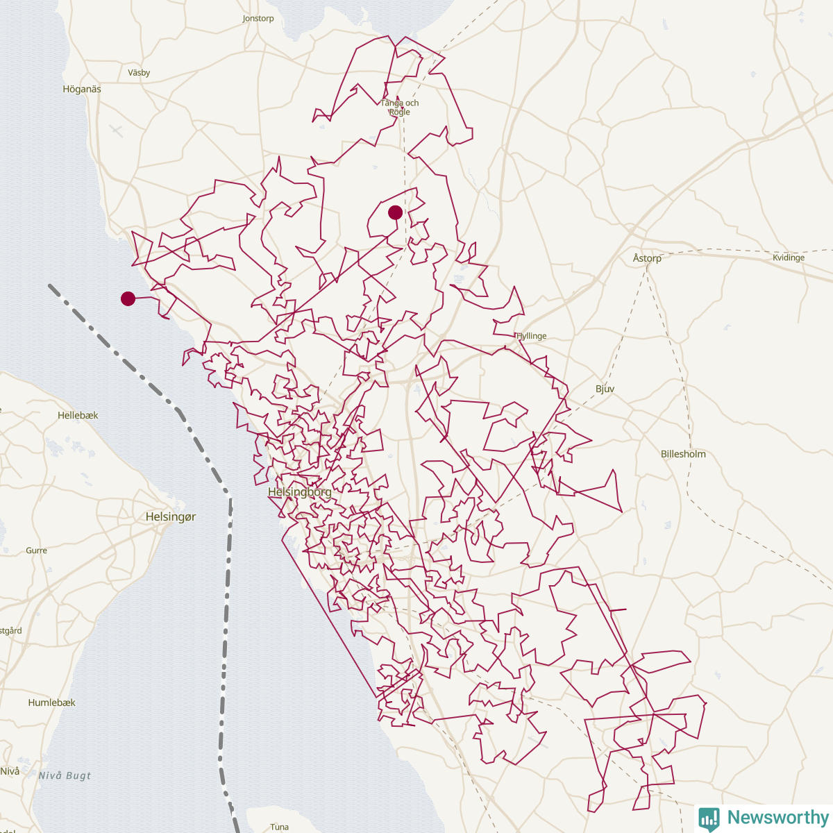 Karta över tomtens bästa resväg