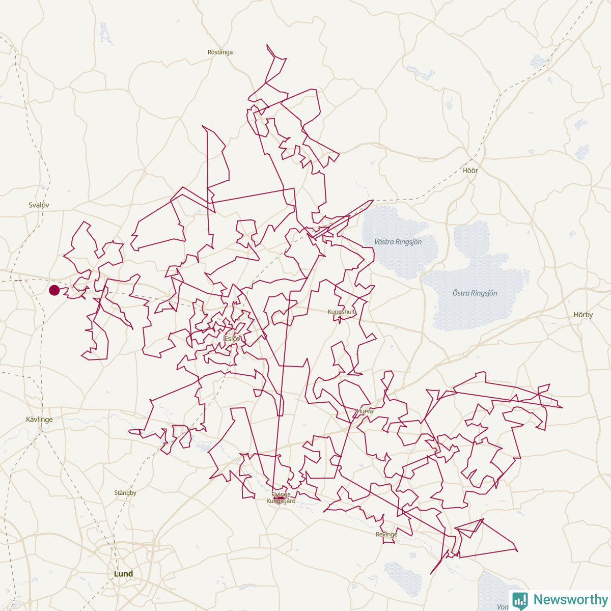 Karta över tomtens bästa resväg