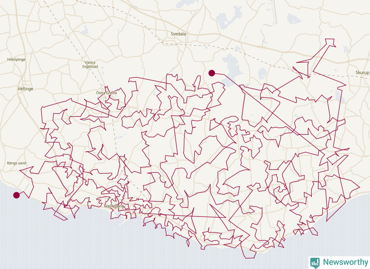 Karta över tomtens bästa resväg