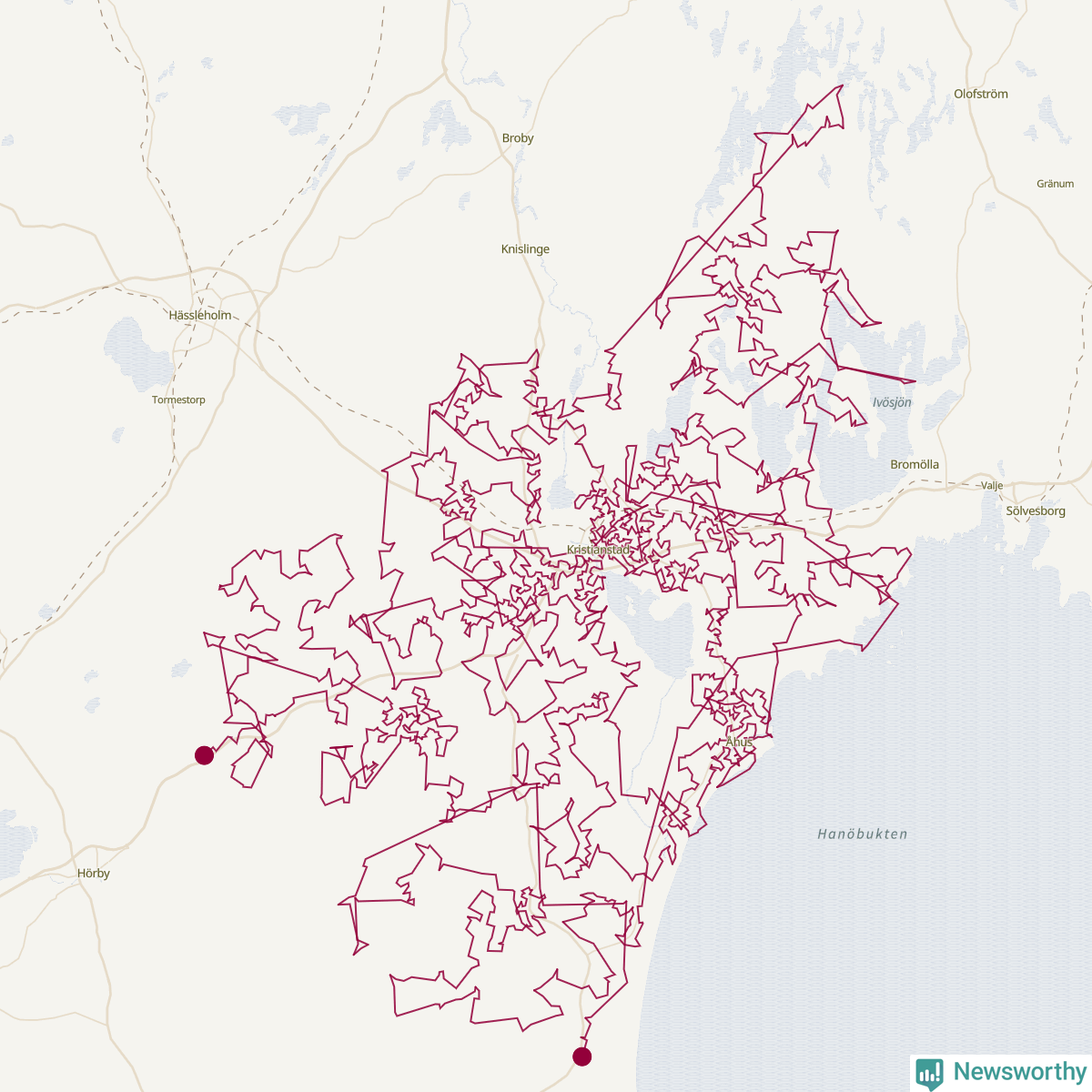 Karta över tomtens bästa resväg