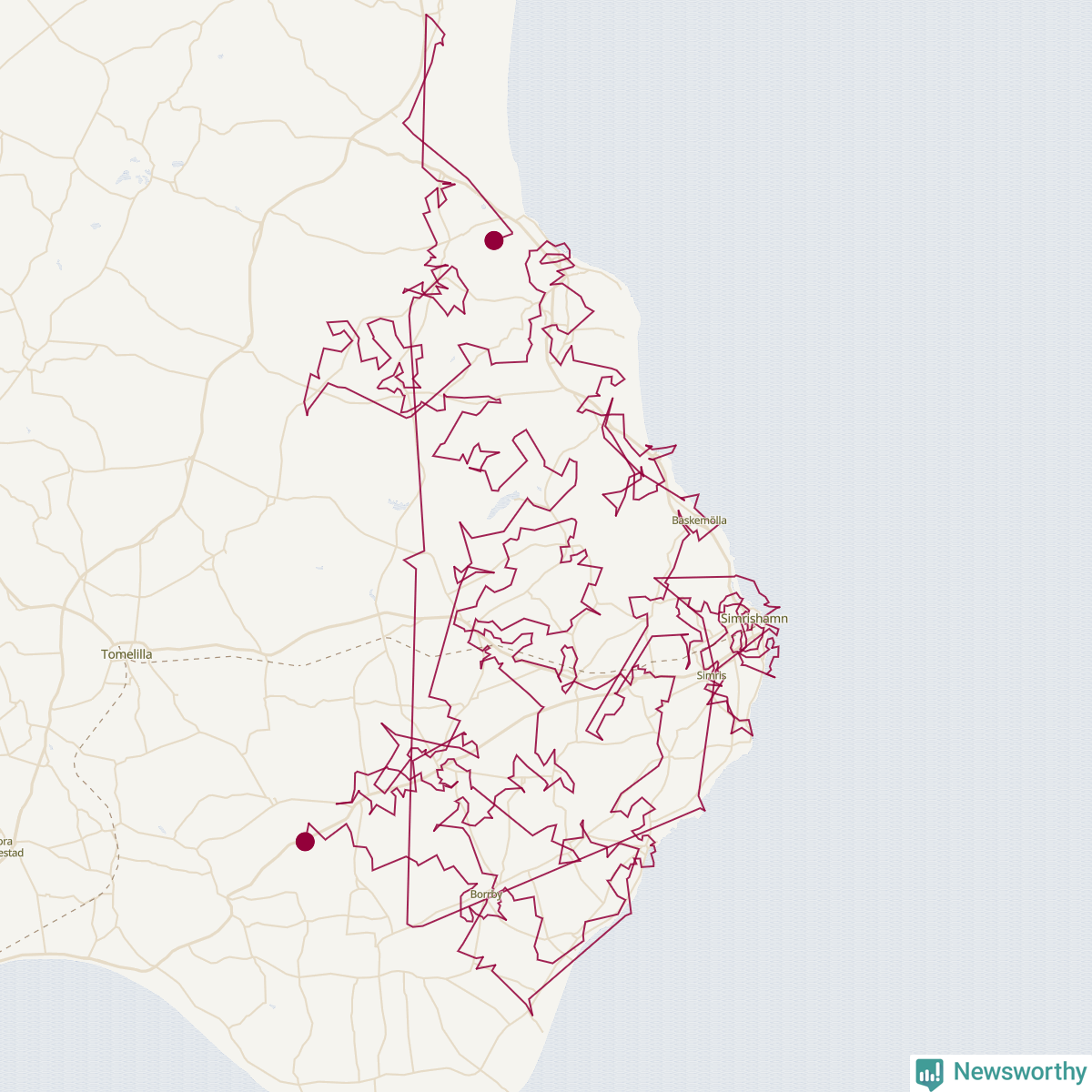Karta över tomtens bästa resväg