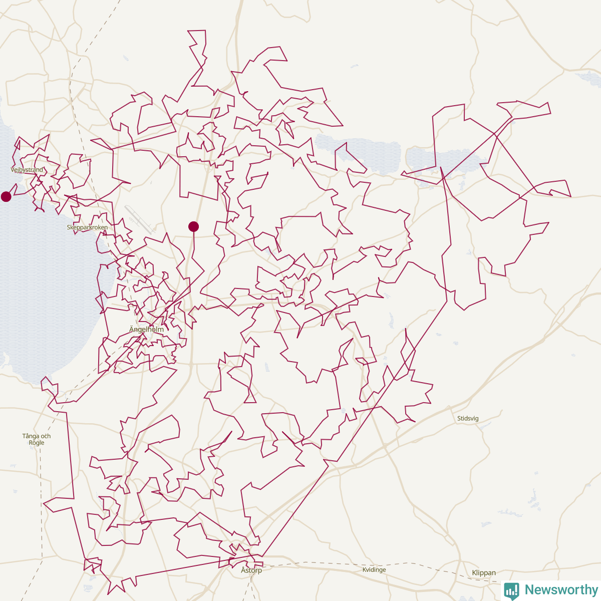 Karta över tomtens bästa resväg