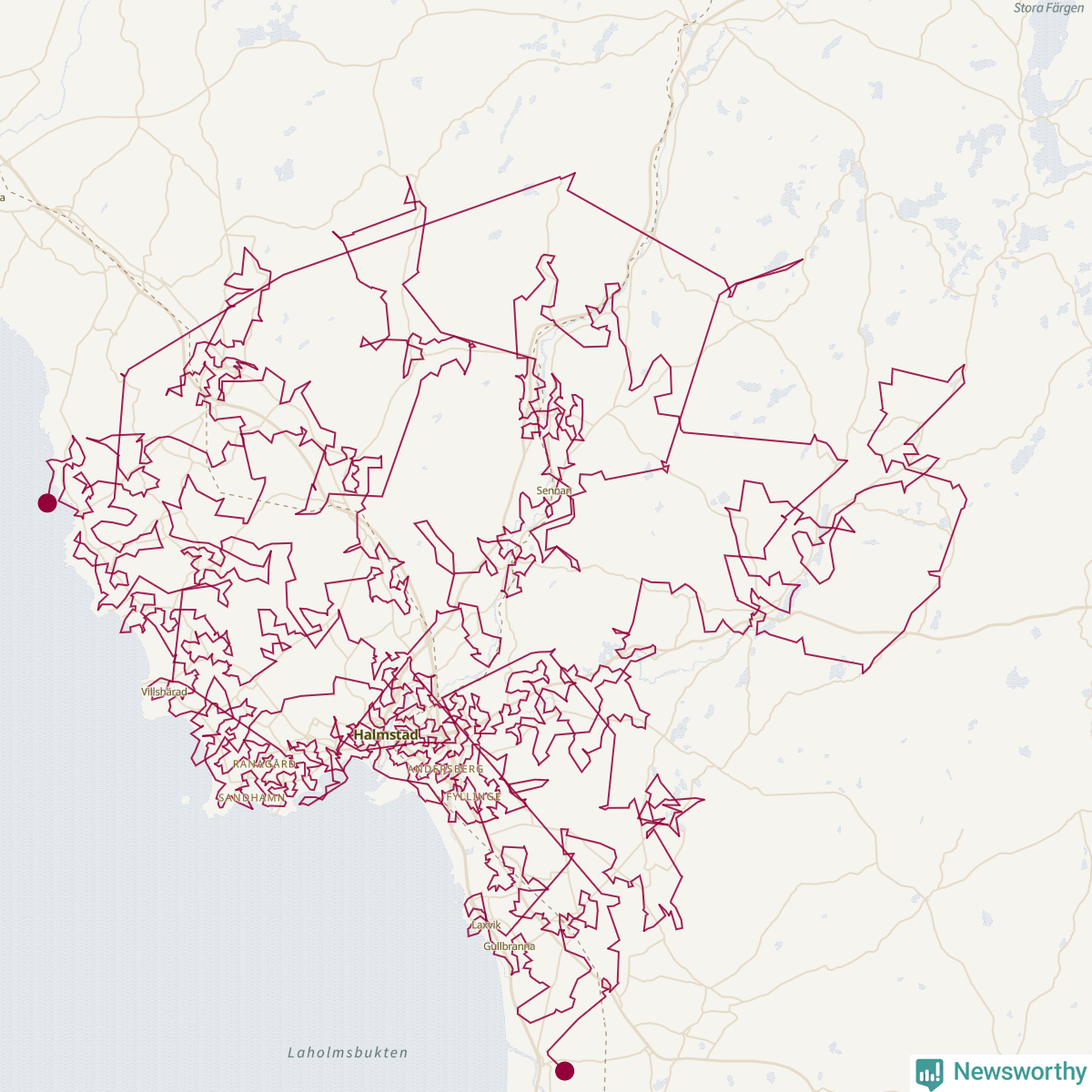 Karta över tomtens bästa resväg