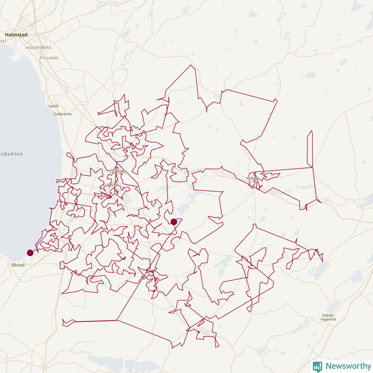 Karta över tomtens bästa resväg