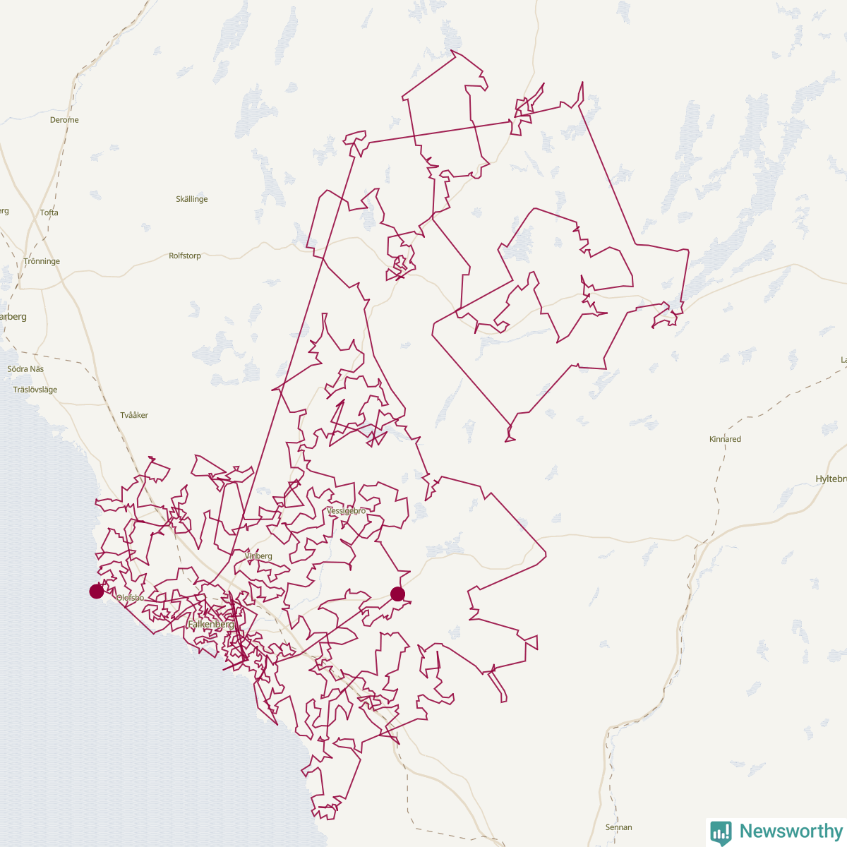Karta över tomtens bästa resväg