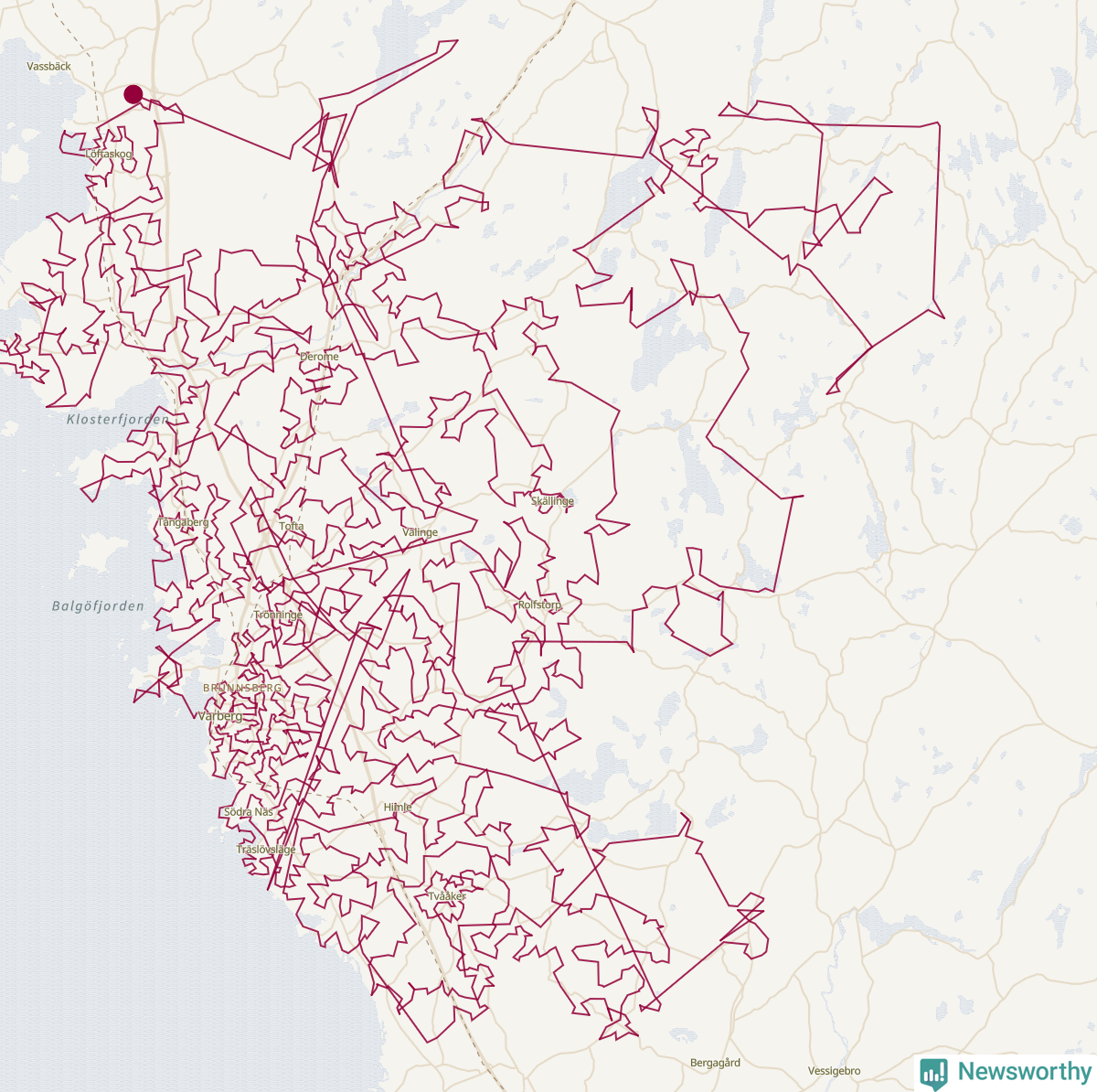 Karta över tomtens bästa resväg