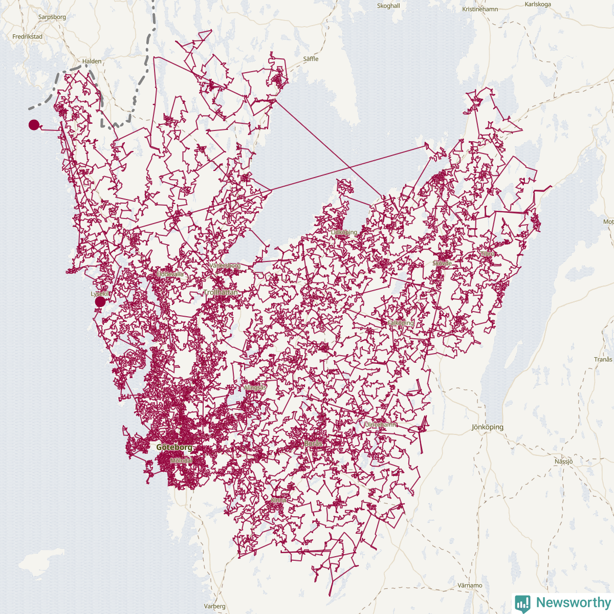 Karta över tomtens bästa resväg