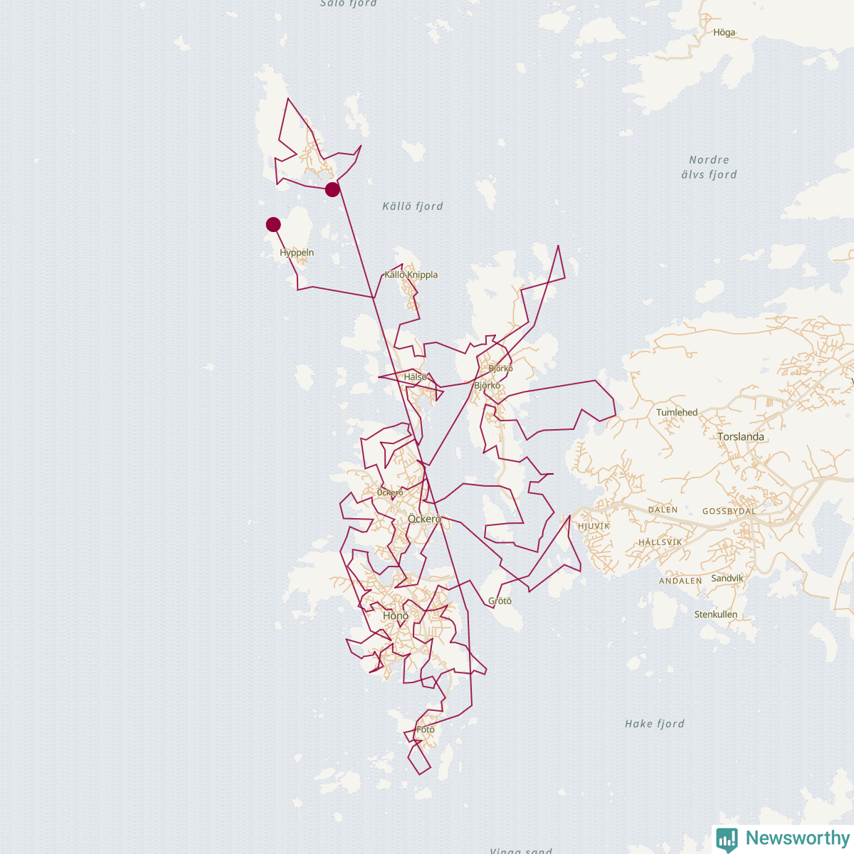 Karta över tomtens bästa resväg