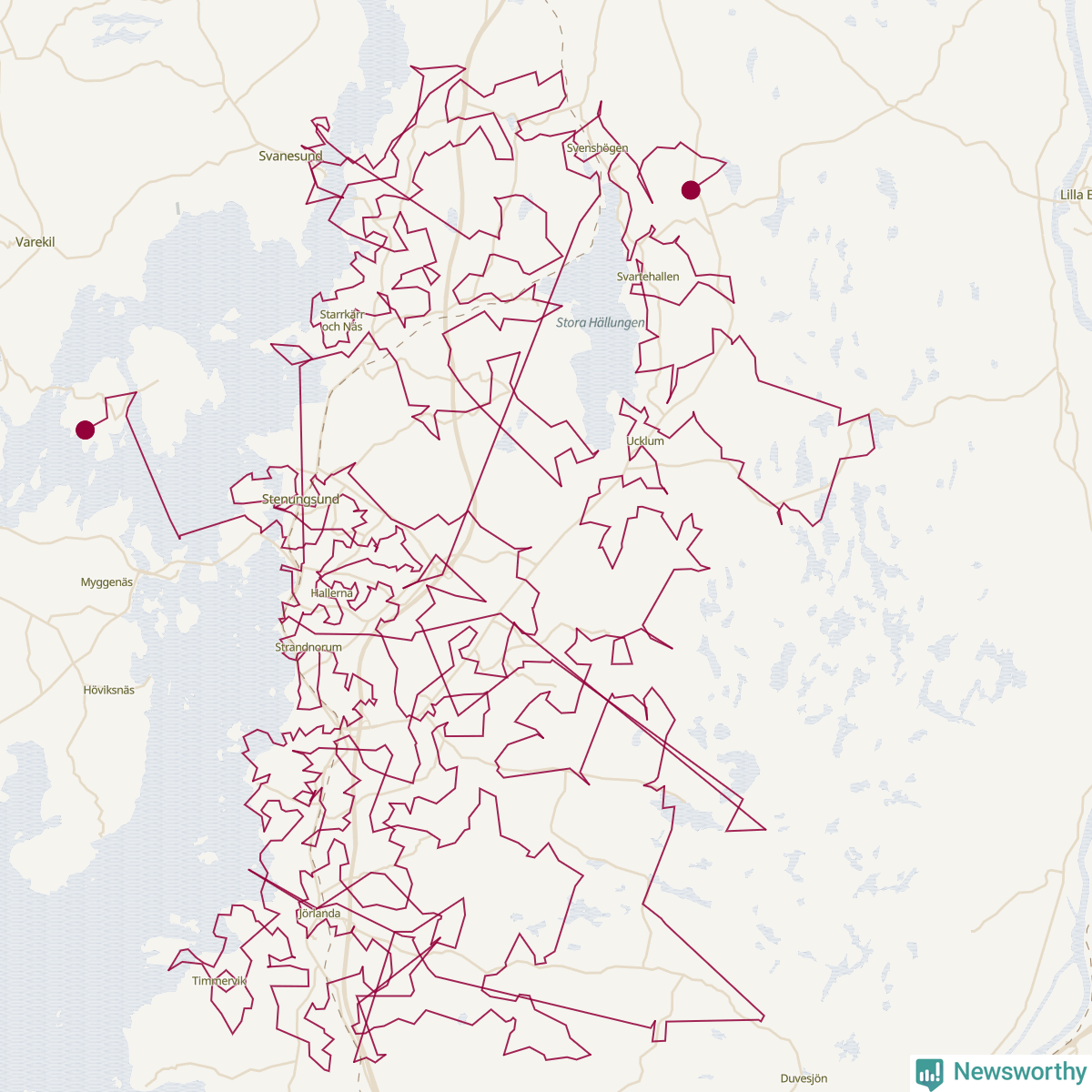 Karta över tomtens bästa resväg
