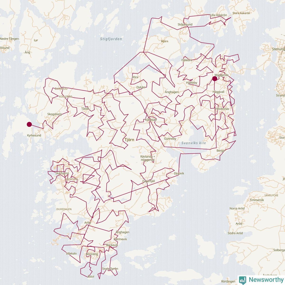 Karta över tomtens bästa resväg