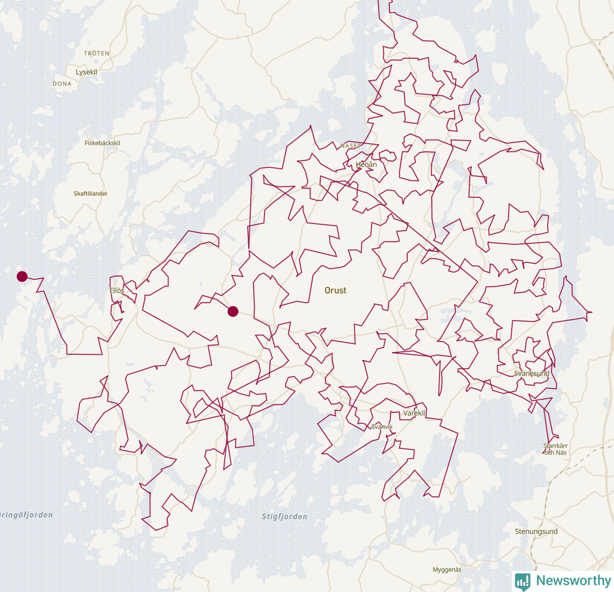 Karta över tomtens bästa resväg