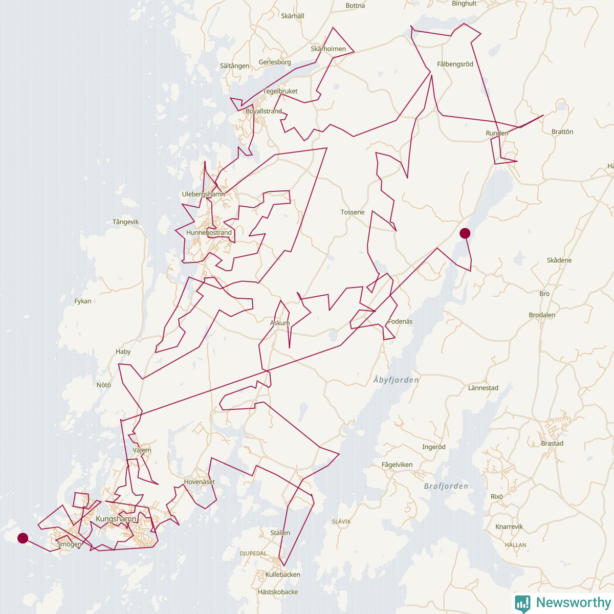 Karta över tomtens bästa resväg