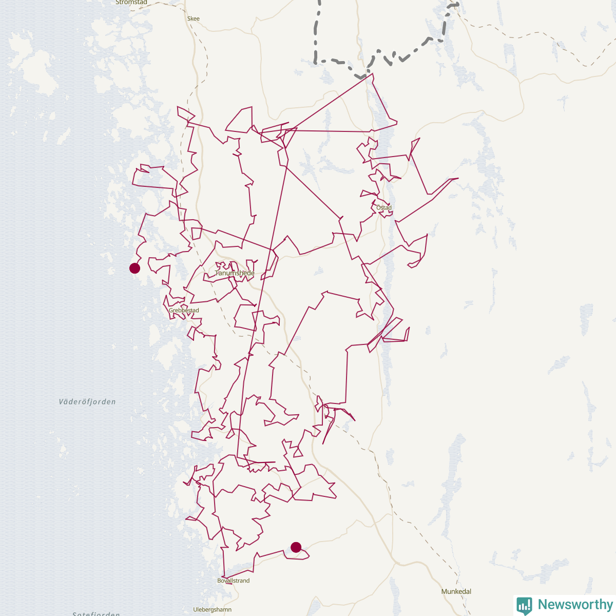 Karta över tomtens bästa resväg