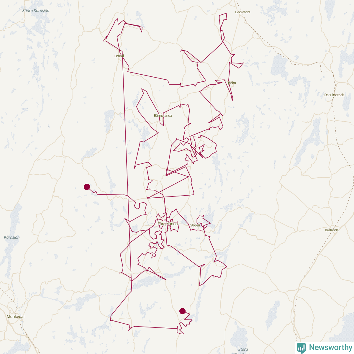 Karta över tomtens bästa resväg