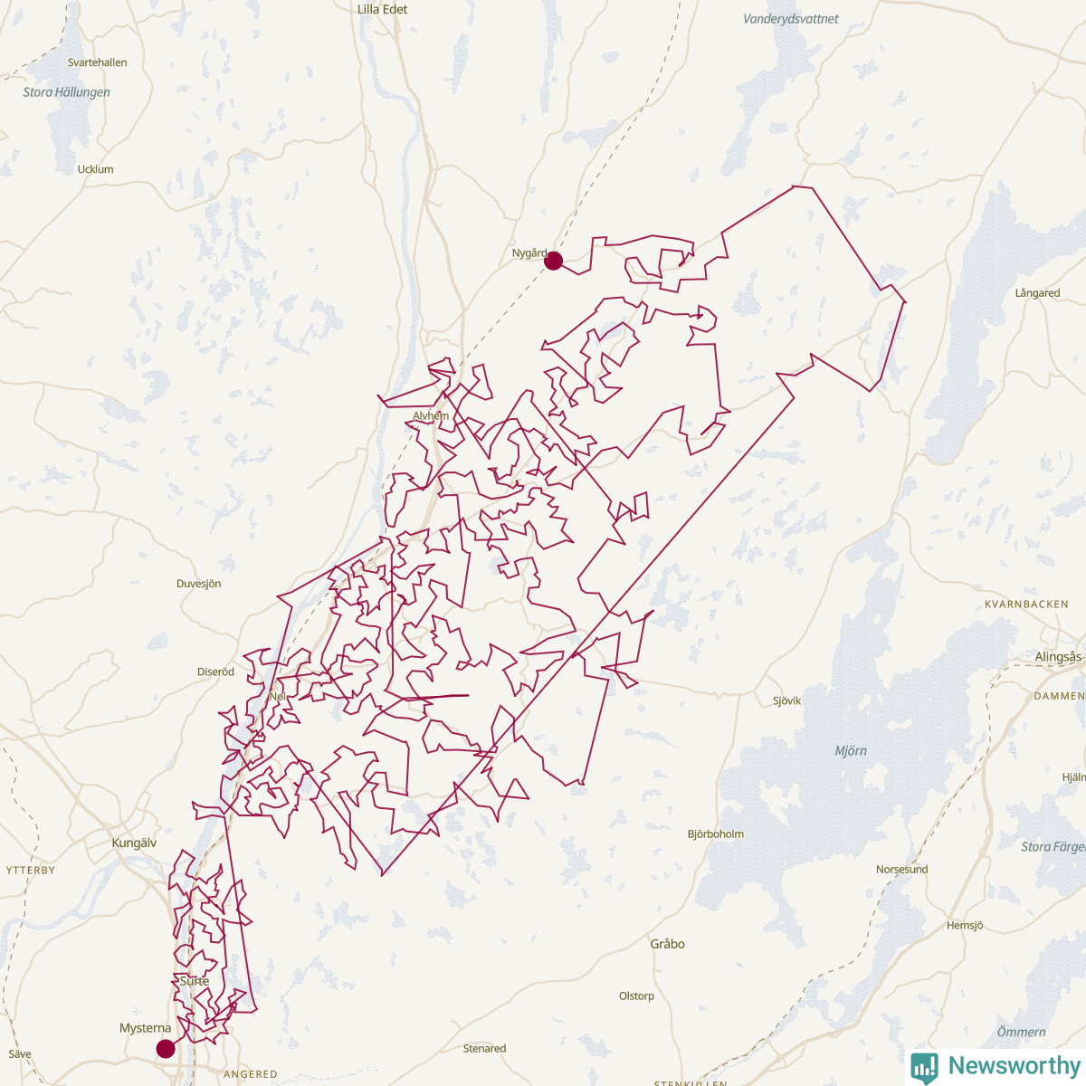Karta över tomtens bästa resväg