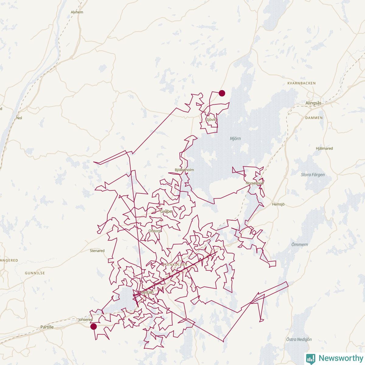 Karta över tomtens bästa resväg