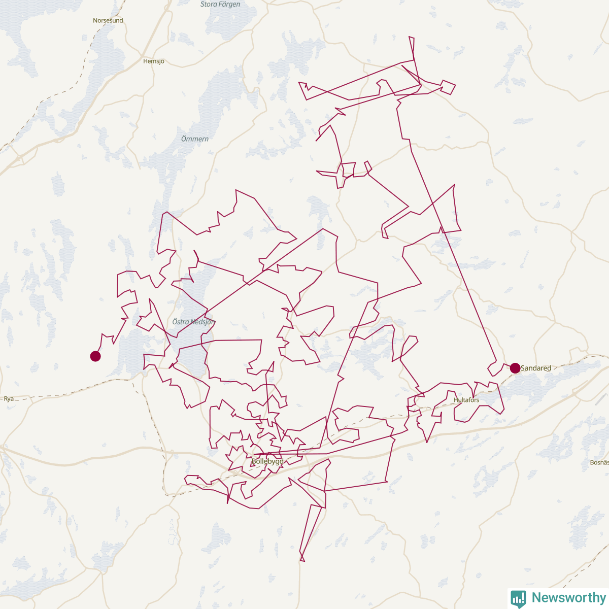Karta över tomtens bästa resväg