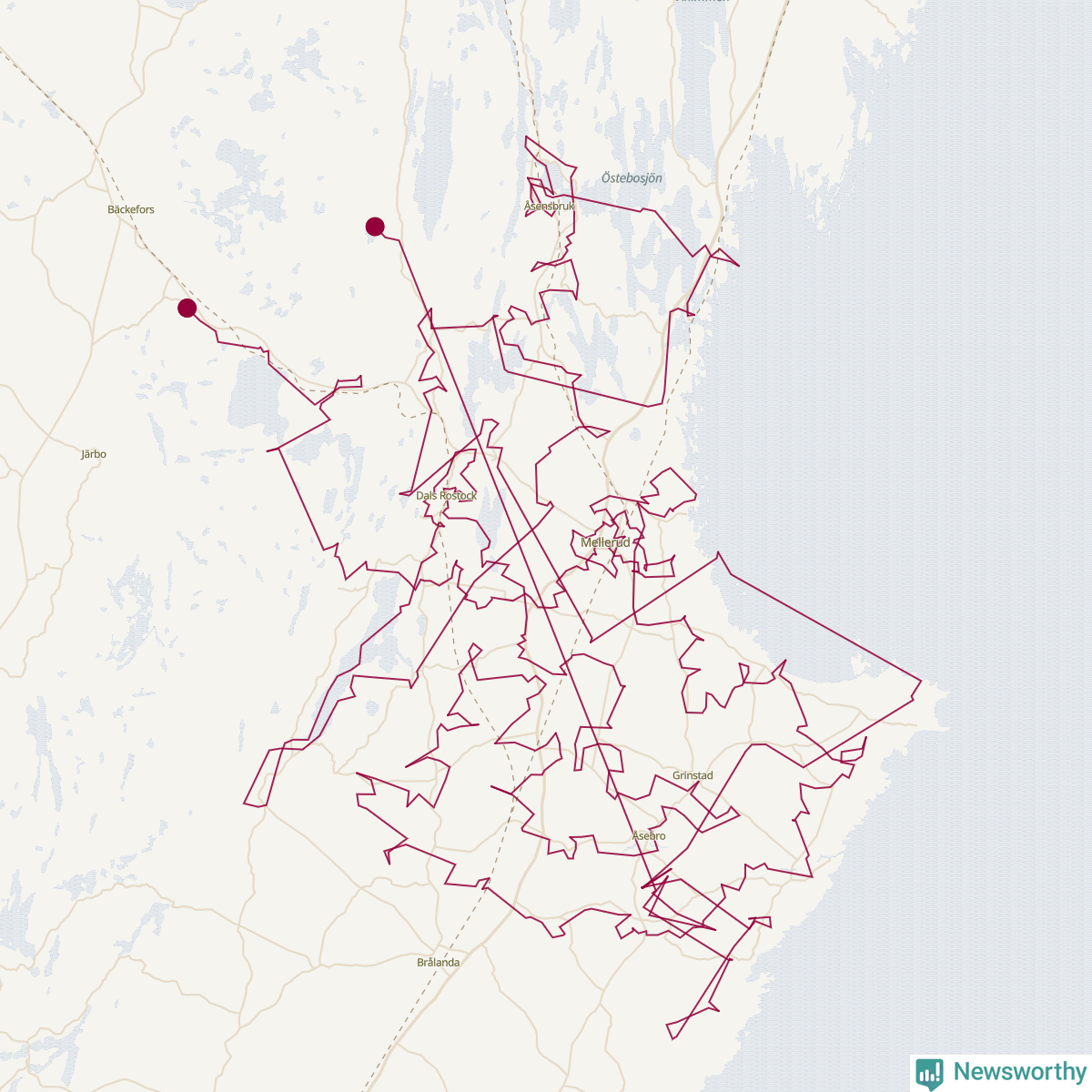 Karta över tomtens bästa resväg