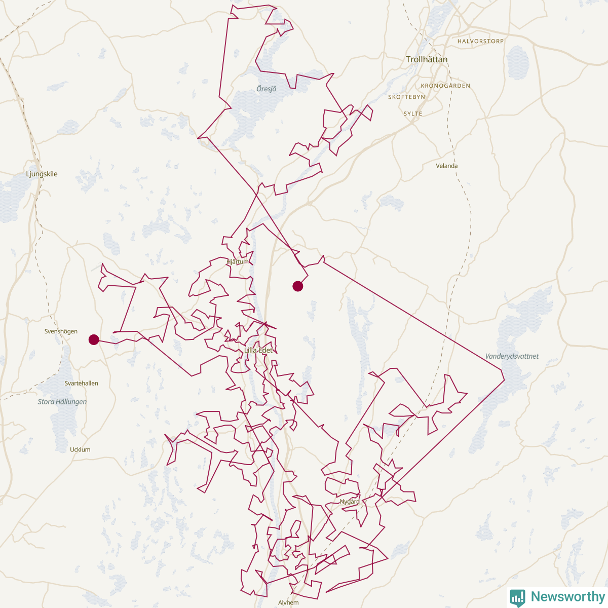 Karta över tomtens bästa resväg