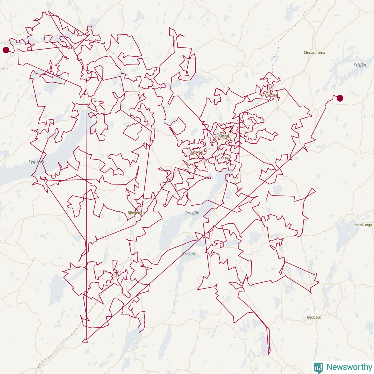 Karta över tomtens bästa resväg
