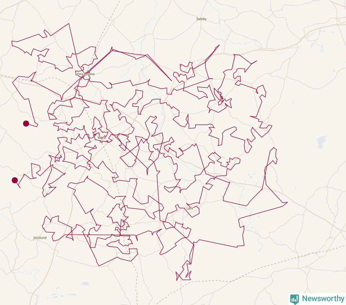 Karta över tomtens bästa resväg
