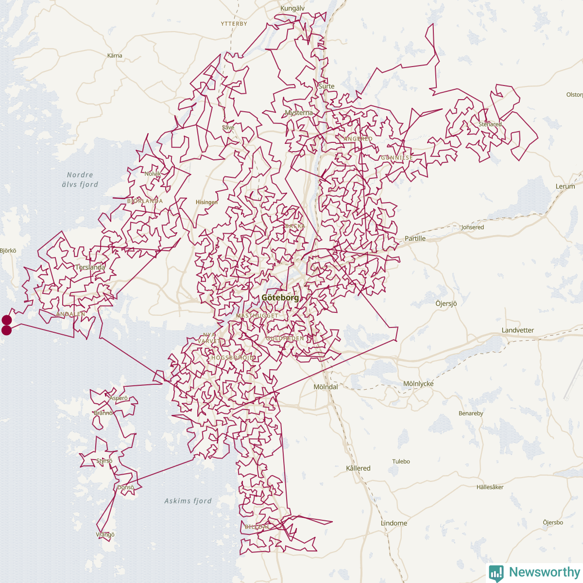 Karta över tomtens bästa resväg
