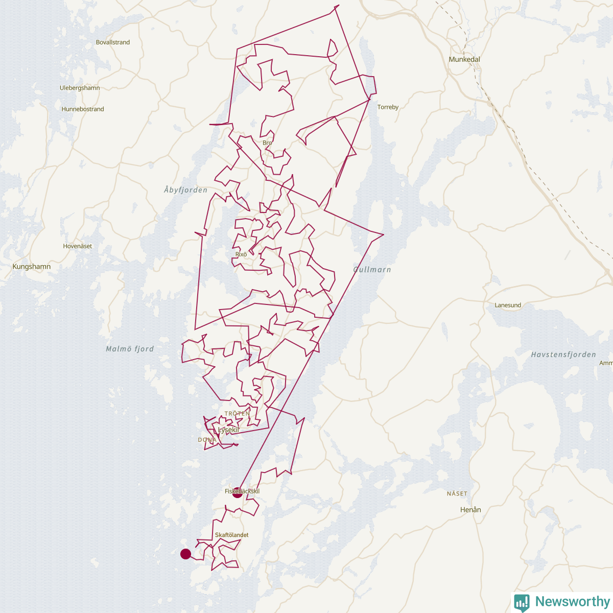 Karta över tomtens bästa resväg