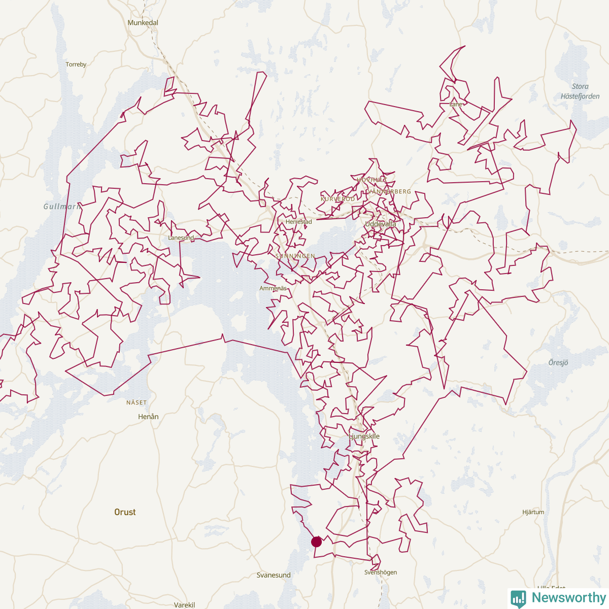 Karta över tomtens bästa resväg