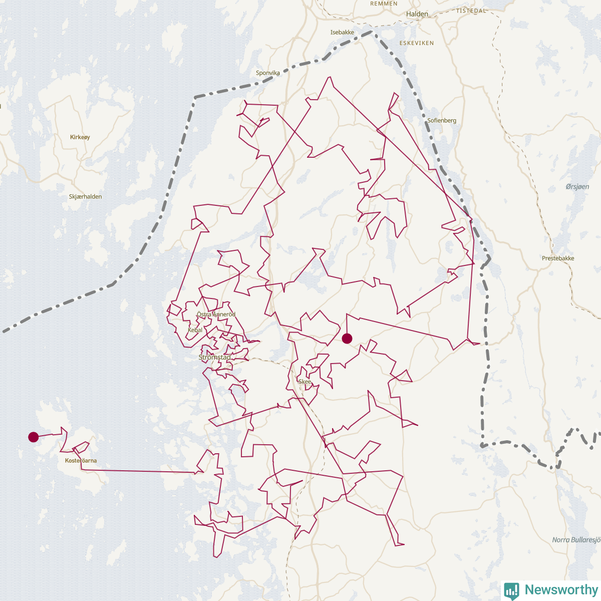 Karta över tomtens bästa resväg