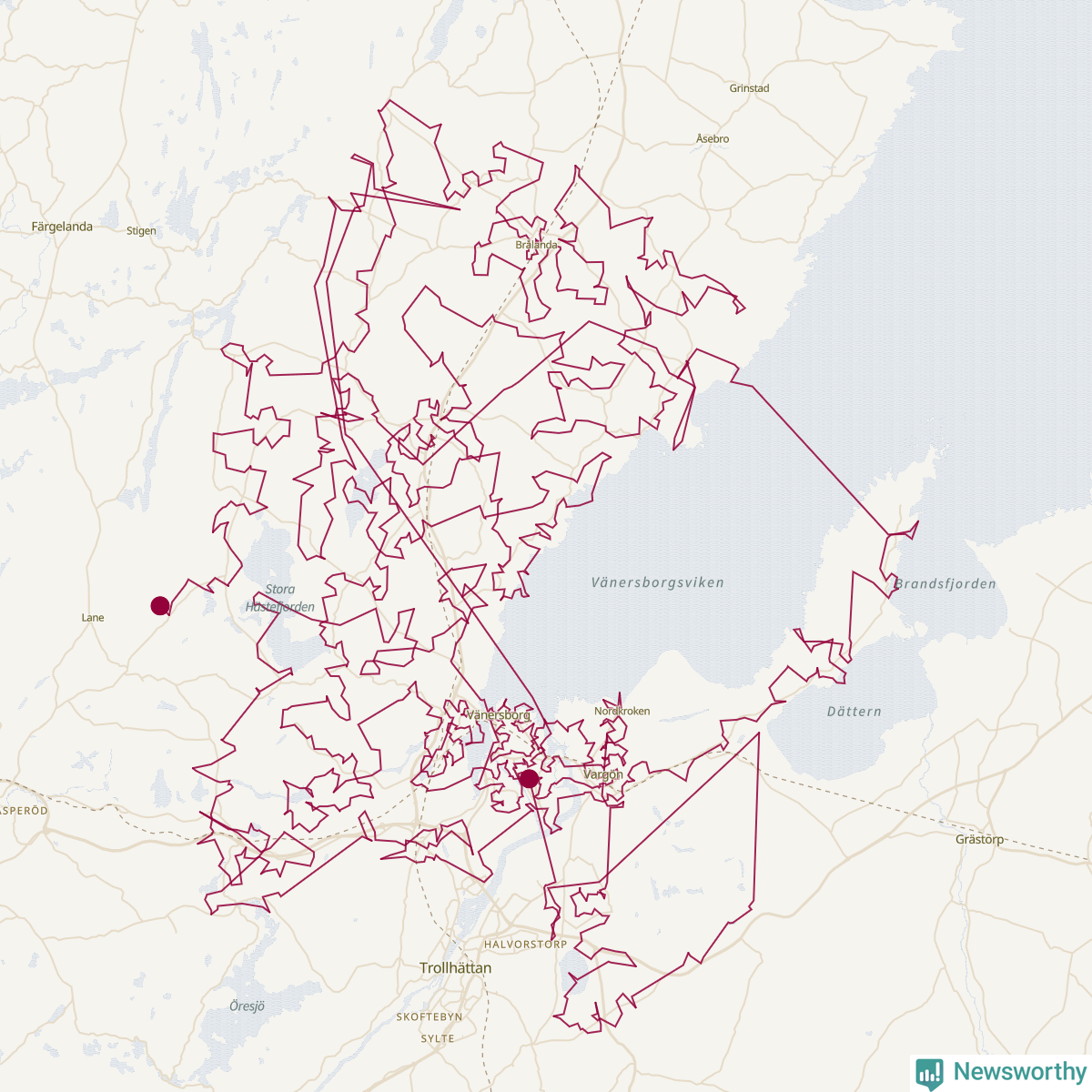 Karta över tomtens bästa resväg