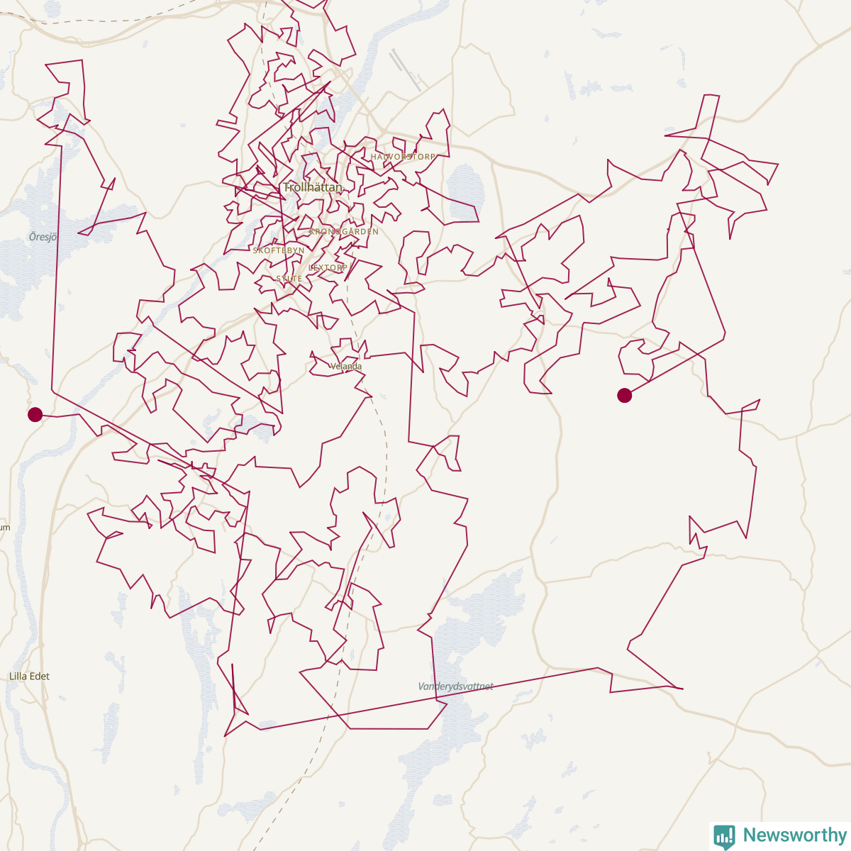 Karta över tomtens bästa resväg