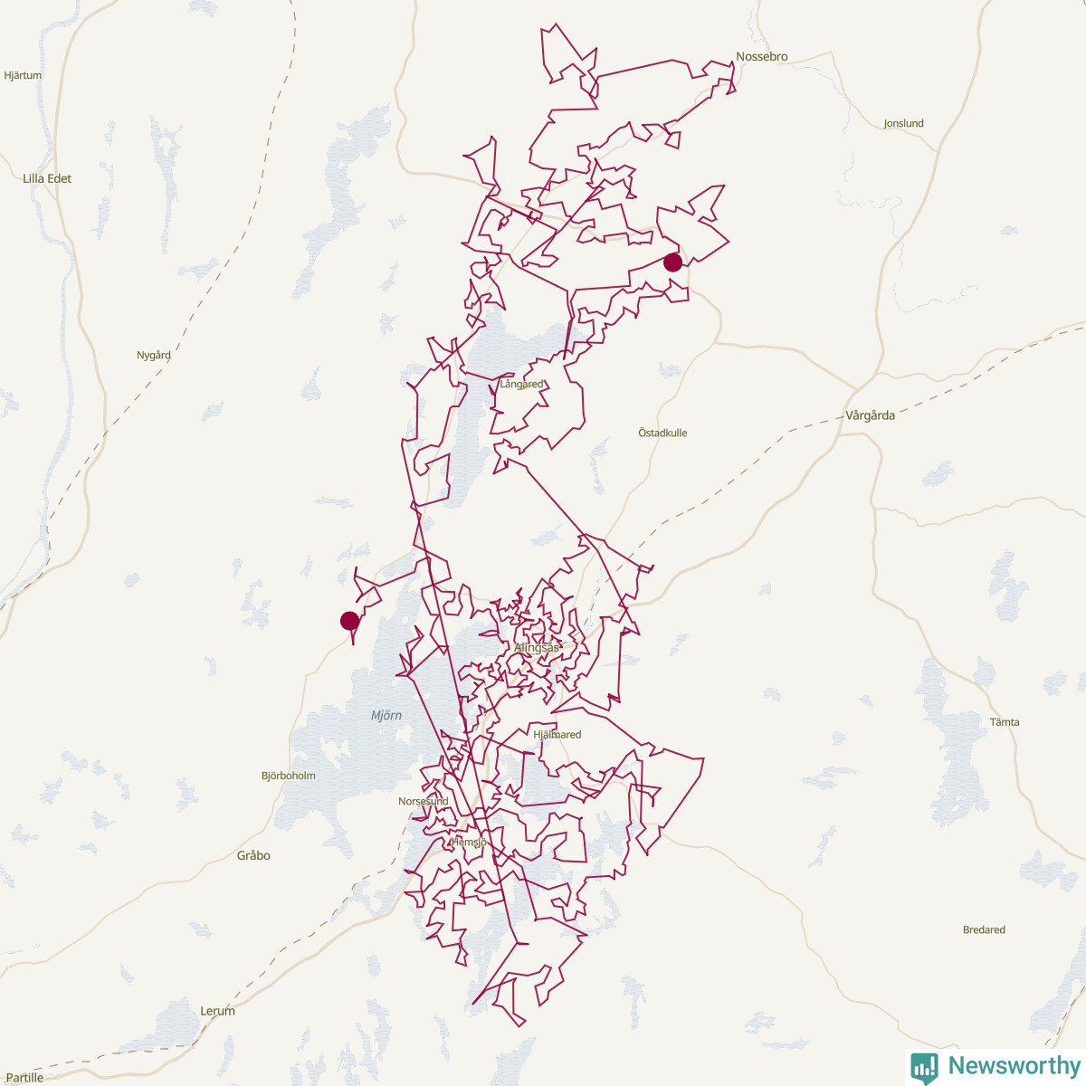 Karta över tomtens bästa resväg
