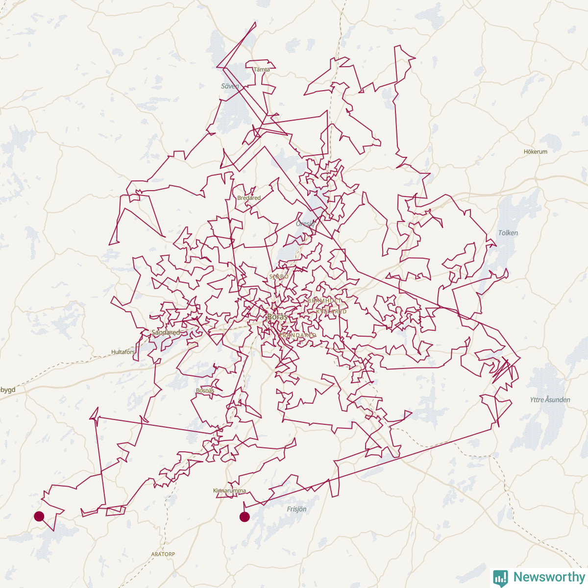 Karta över tomtens bästa resväg