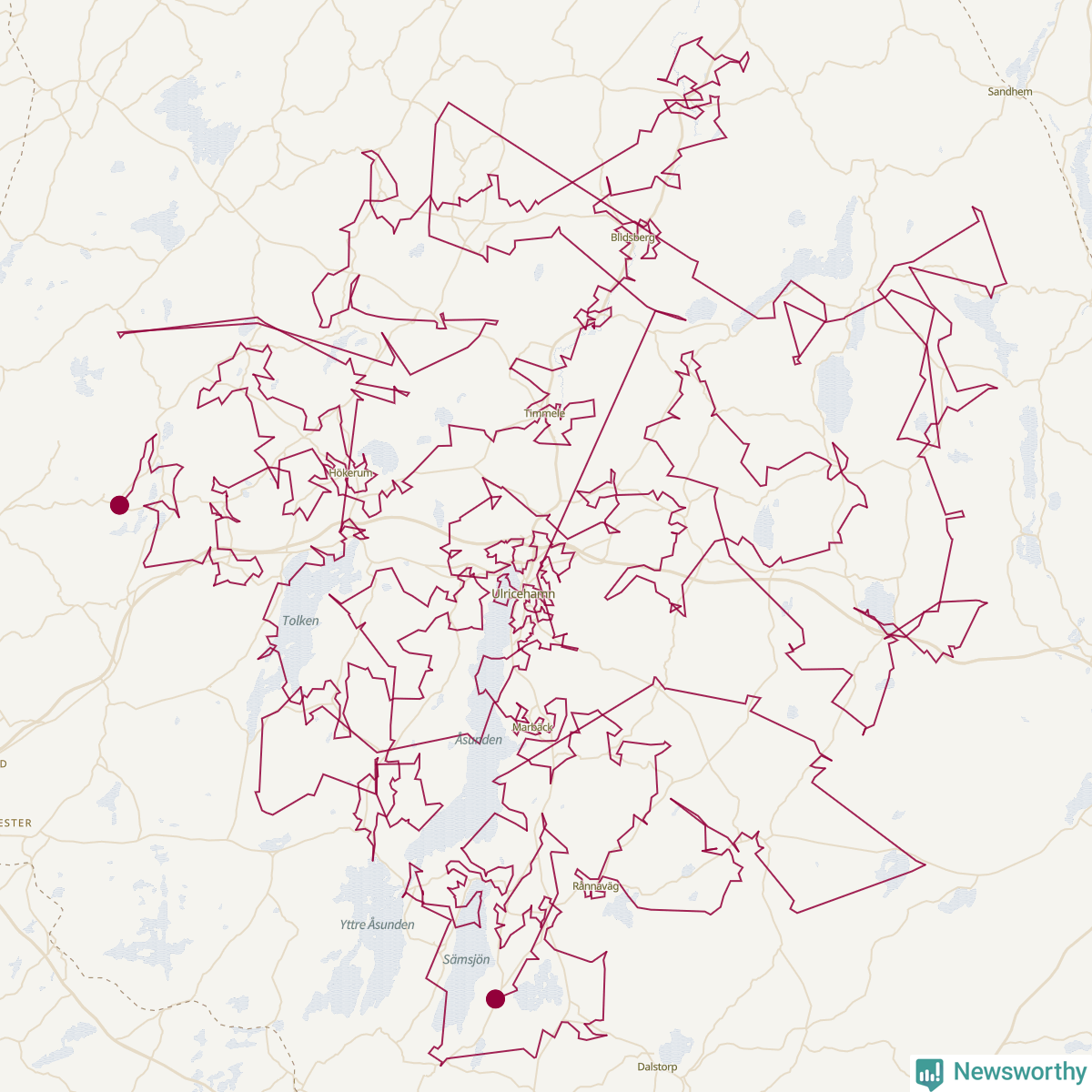 Karta över tomtens bästa resväg