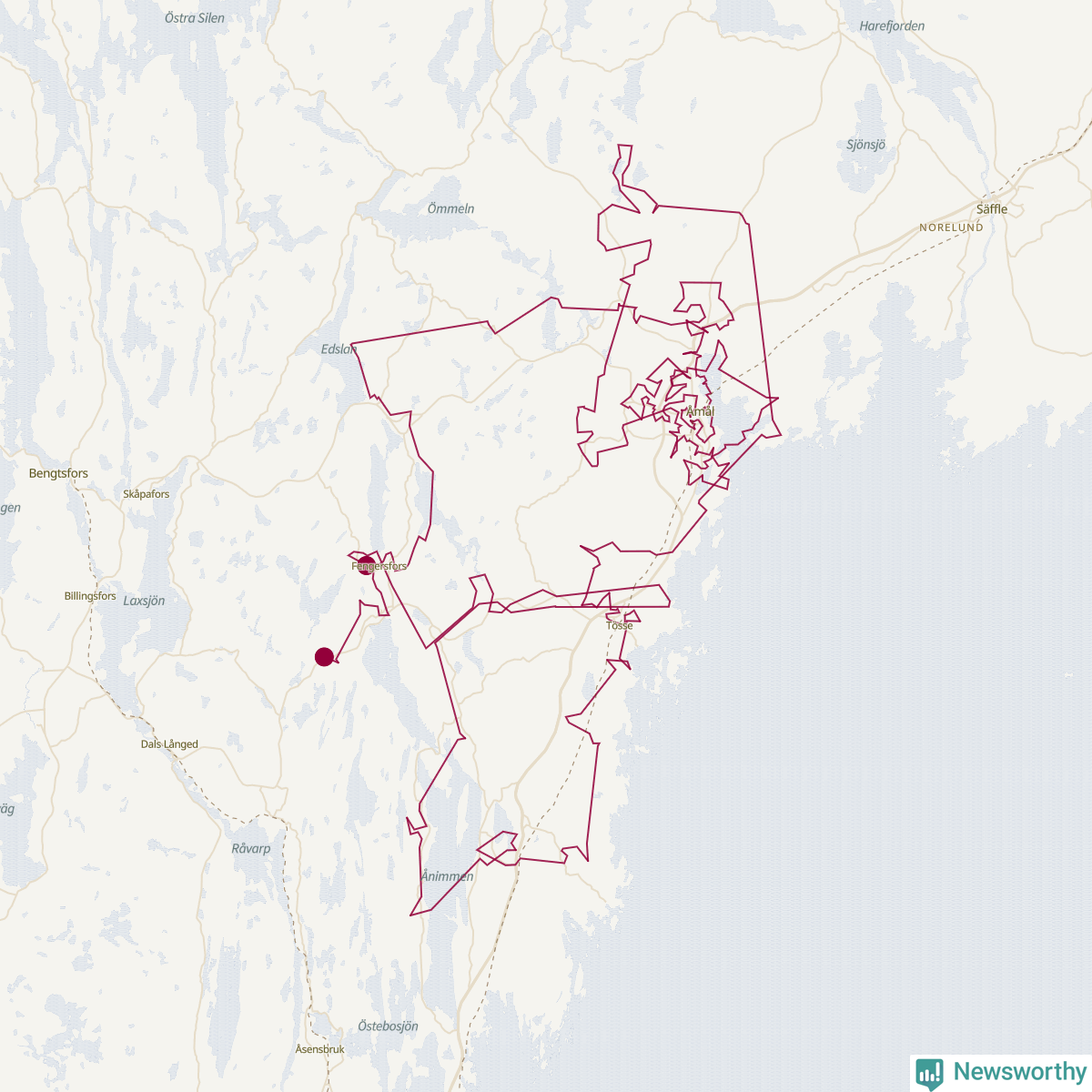 Karta över tomtens bästa resväg