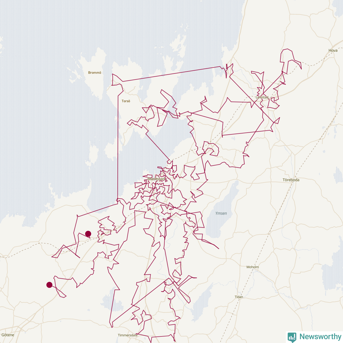 Karta över tomtens bästa resväg