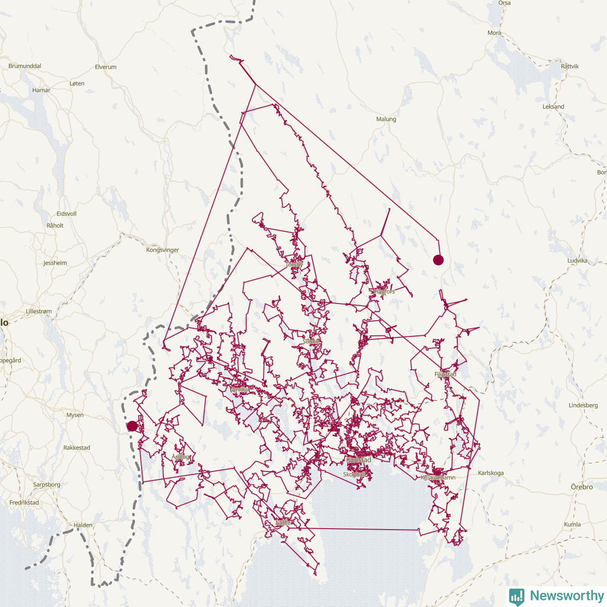 Karta över tomtens bästa resväg