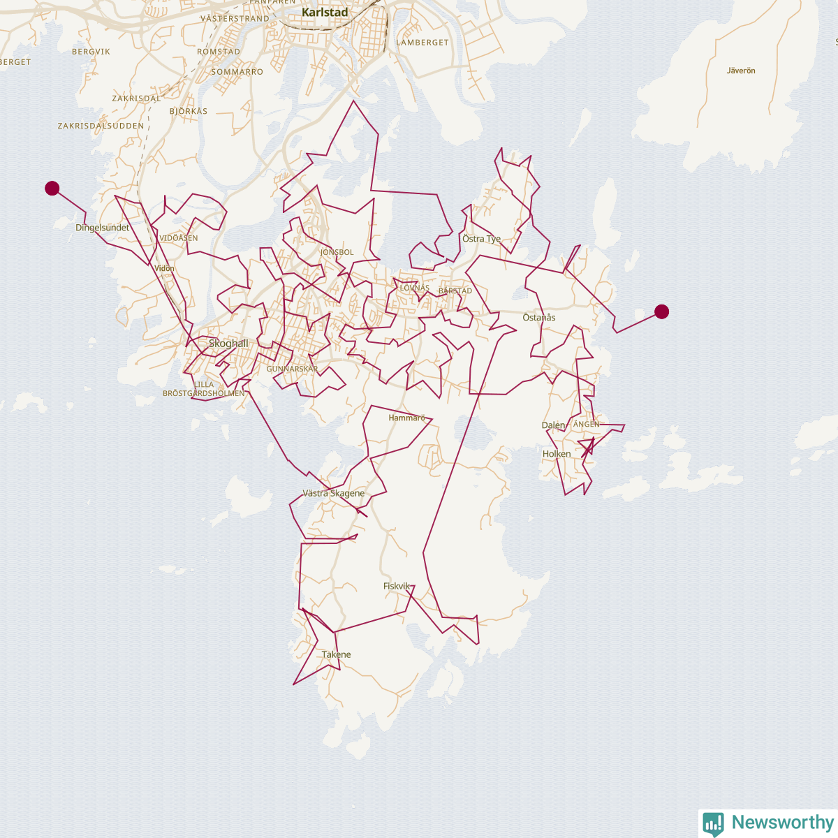 Karta över tomtens bästa resväg