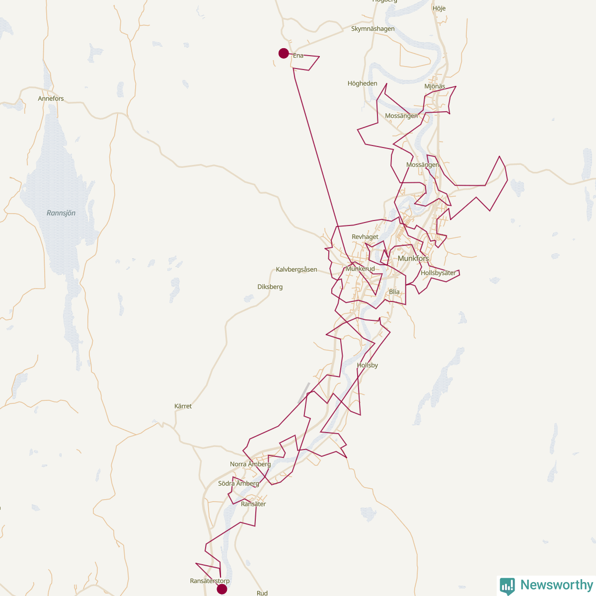 Karta över tomtens bästa resväg