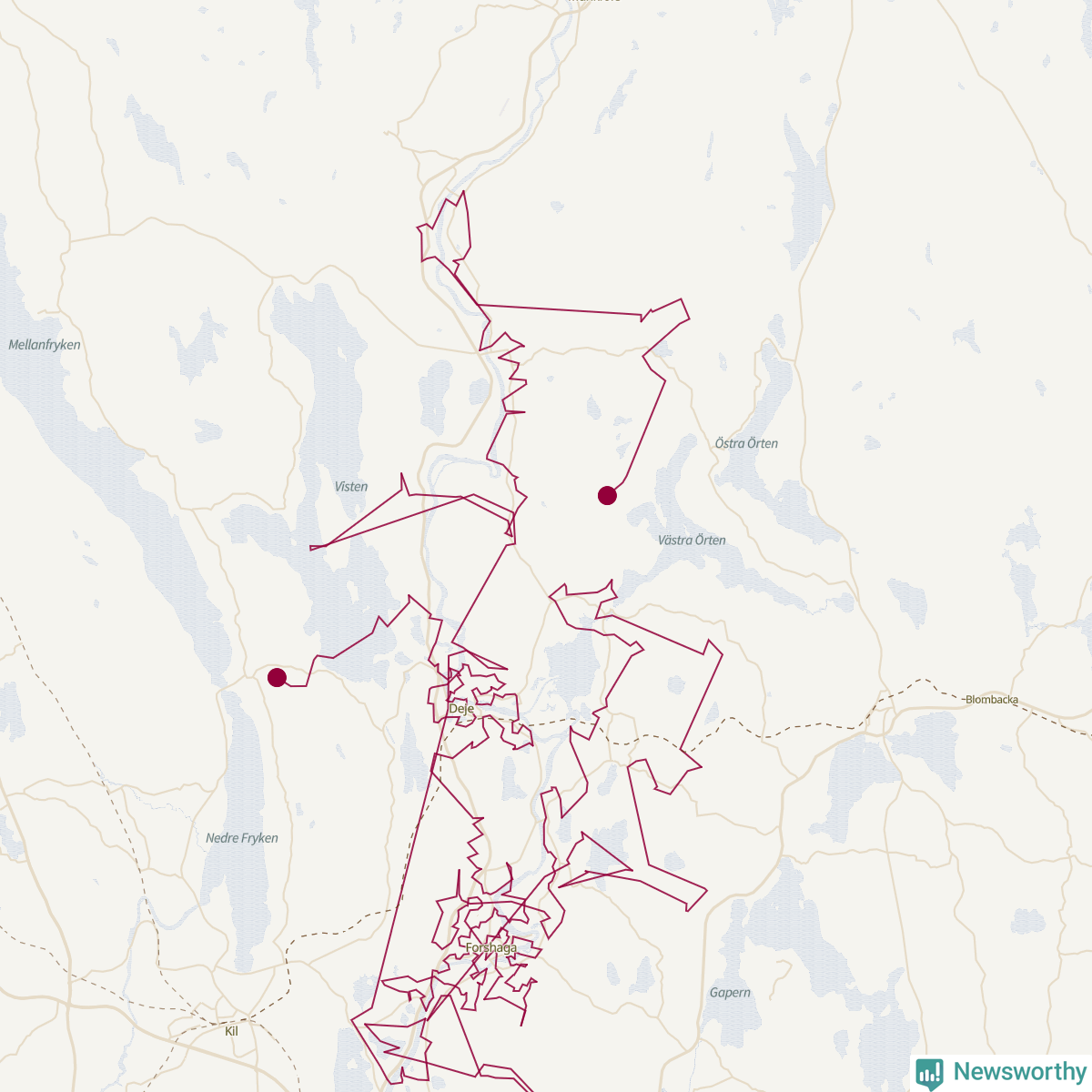 Karta över tomtens bästa resväg