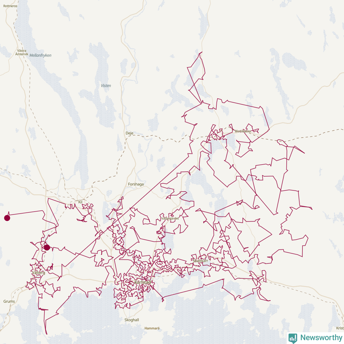 Karta över tomtens bästa resväg