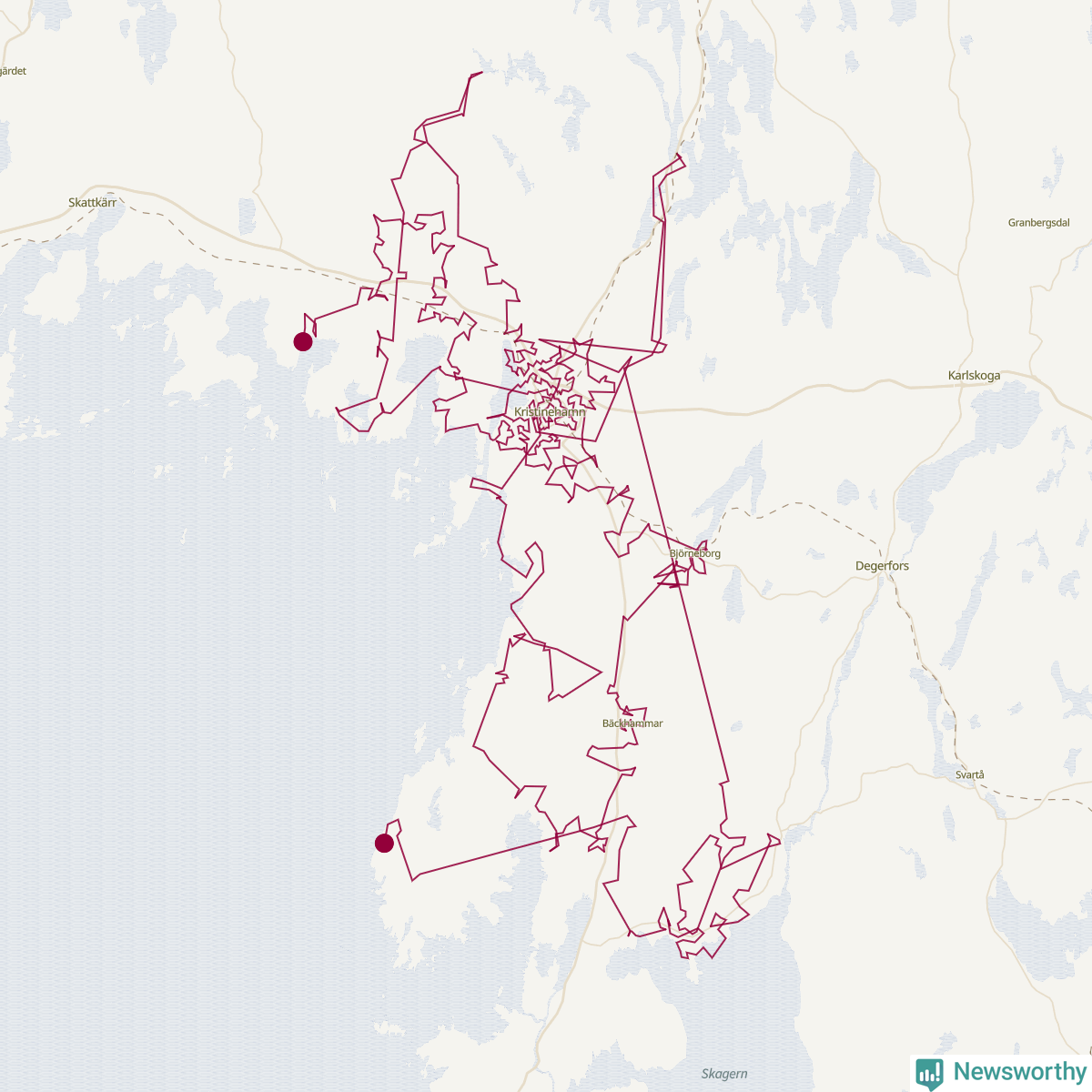 Karta över tomtens bästa resväg